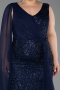 Robe De Soirée Grande Taille Longue Perlé Bleu Marine ABU6133