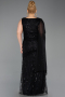Robe De Soirée Grande Taille Longue Perlé Noir ABU6133