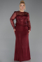 Robe de Soirée Grande Taille Longue Rouge Bordeaux ABU6183