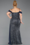 Robe De Soirée Grande Taille Longue Squameuse Anthracite ABU6134