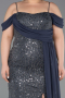 Robe De Soirée Grande Taille Longue Squameuse Anthracite ABU6134