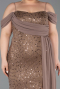 Robe De Soirée Grande Taille Longue Squameuse Cappuccino ABU6134