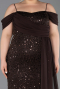 Robe De Soirée Grande Taille Longue Squameuse Brun ABU6134