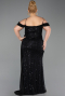 Robe De Soirée Grande Taille Longue Squameuse Noir ABU6134