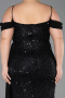 Robe De Soirée Grande Taille Longue Squameuse Noir ABU6134