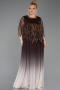 Robe De Soirée Grande Taille Mousseline Longue Brun ABU4633