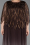 Robe De Soirée Grande Taille Mousseline Longue Brun ABU4633