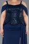 Robe de Soirée Grande Taille Longue Mousseline Bleu Marine ABU6184