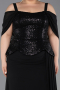 Robe de Soirée Grande Taille Longue Mousseline Noir ABU6184