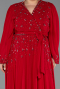 Robe De Soirée Grande Taille Mousseline Longue Rouge ABU3075