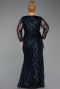 Robe Grande Taille Longue Squameuse Bleu Marine ABU5937