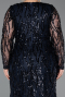 Robe Grande Taille Longue Squameuse Bleu Marine ABU5937