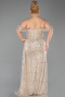 Robe De Fiançailles Grande Taille Squameuse Longue Or ABU3579