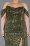 Robe De Fiançailles Grande Taille Squameuse Longue Kaki ABU3579