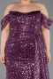 Robe De Fiançailles Grande Taille Squameuse Longue Prune ABU3579
