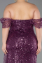Robe De Fiançailles Grande Taille Squameuse Longue Prune ABU3579