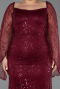 Robe De Soirée Grande Taille Perlé Longue Rouge Bordeaux ABU5067
