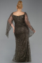 Robe De Soirée Grande Taille Perlé Longue Kaki ABU5067