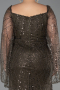 Robe De Soirée Grande Taille Perlé Longue Kaki ABU5067