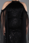 Robe de Soirée Grande Taille Longue Perlé Noir ABU6118