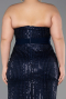Robe de Soirée Grande Taille Longue Perlé Bleu Marine ABU5989