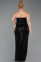 Robe de Soirée Grande Taille Longue Perlé Noir ABU5989