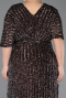 Robe De Soirée Grande Taille Squameuse Longue Brun ABU5846