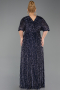 Robe De Soirée Grande Taille Squameuse Longue Bleu Marine ABU5846