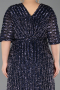 Robe De Soirée Grande Taille Squameuse Longue Bleu Marine ABU5846