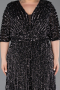 Robe De Soirée Grande Taille Squameuse Longue Noir-Argent ABU5846