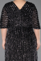 Robe De Soirée Grande Taille Squameuse Longue Noir-Argent ABU5846