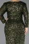 Robe de Soirée Grande Taille Longue Squameuse Kaki ABU6074