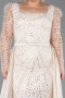 Robe De Fiançailles Grande Taille Perlé Longue Beige ABU4761