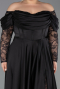 Robe Grande Taille Longue Satin Noir ABU5261