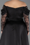Robe Grande Taille Longue Satin Noir ABU5261