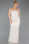 Robe de Soirée Grande Taille Longue Perlé Beige ABU6162