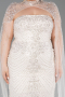 Robe de Soirée Grande Taille Longue Perlé Beige ABU6162