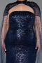 Robe de Soirée Grande Taille Longue Perlé Bleu Marine ABU6162
