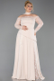 Robe De Soirée Grande Taille Dantelle Longue Beige ABU5657
