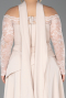 Robe De Soirée Grande Taille Dantelle Longue Beige ABU5657