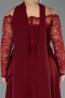 Robe De Soirée Grande Taille Dantelle Longue Rouge Bordeaux ABU5657