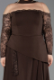 Robe De Soirée Grande Taille Dantelle Longue Brun ABU5657