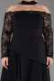 Robe de Soirée Grande Taille Longue Dantelle Noir ABU5657