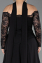 Robe de Soirée Grande Taille Longue Dantelle Noir ABU5657