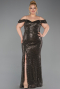Robe De Soirée Grande Taille Longue Squameuse Kaki ABU6098