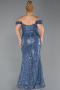 Robe De Soirée Grande Taille Longue Squameuse Indigo ABU6098