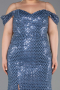 Robe De Soirée Grande Taille Longue Squameuse Indigo ABU6098