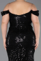 Robe De Soirée Grande Taille Longue Squameuse Noir ABU6098