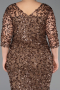 Robe De Soirée Grande Taille Midi Squameuse Cuivre ABK2630