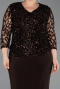 Robe De Invitation Grande Taille Midi Squameuse Brun ABK2631